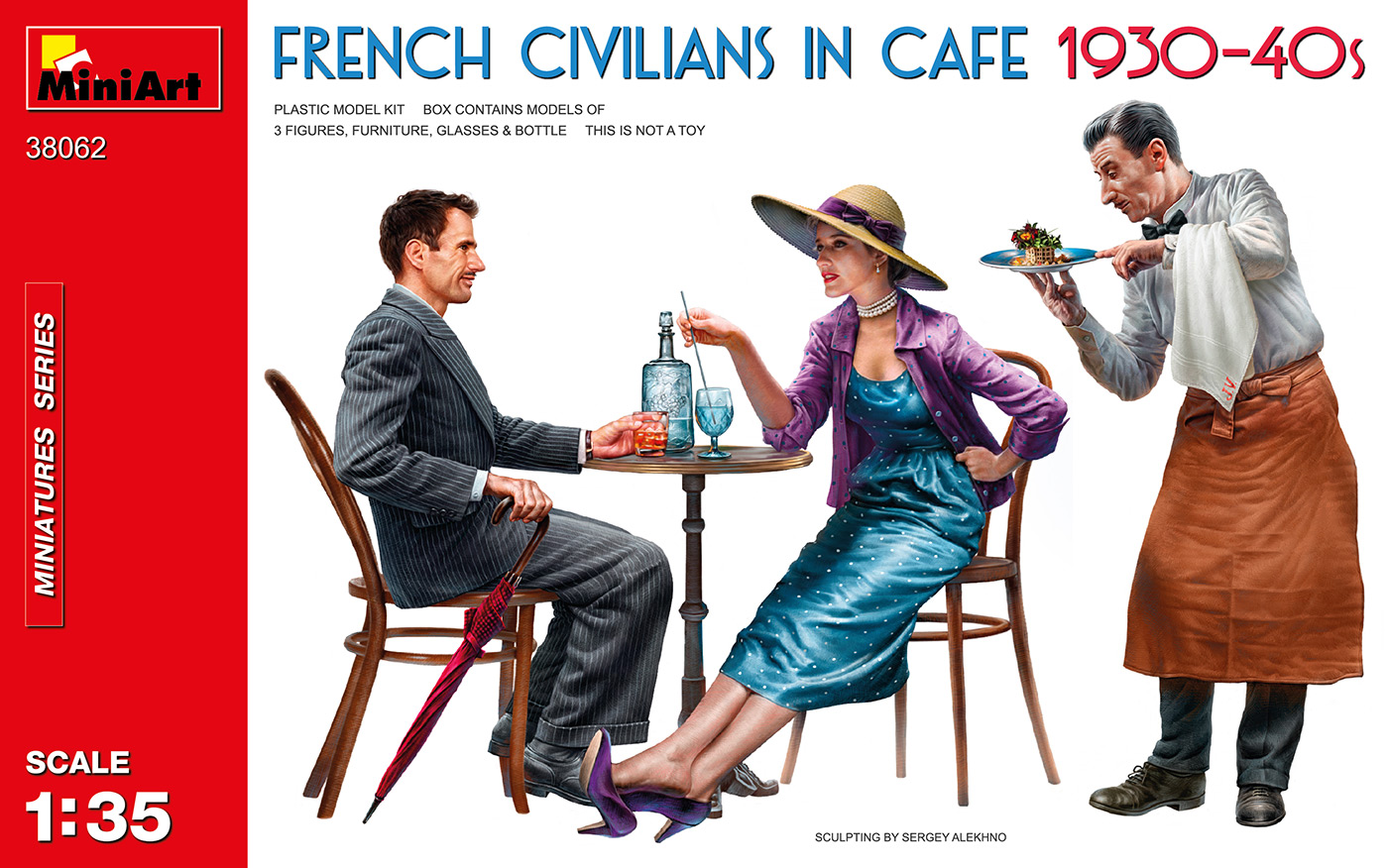 French Civilians in Cafe 1930-40s Figures