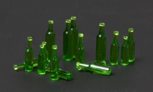 Beer Bottles (16) Translucent Green Plastic