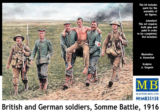 British and German Soldiers, Somme Battle 1916