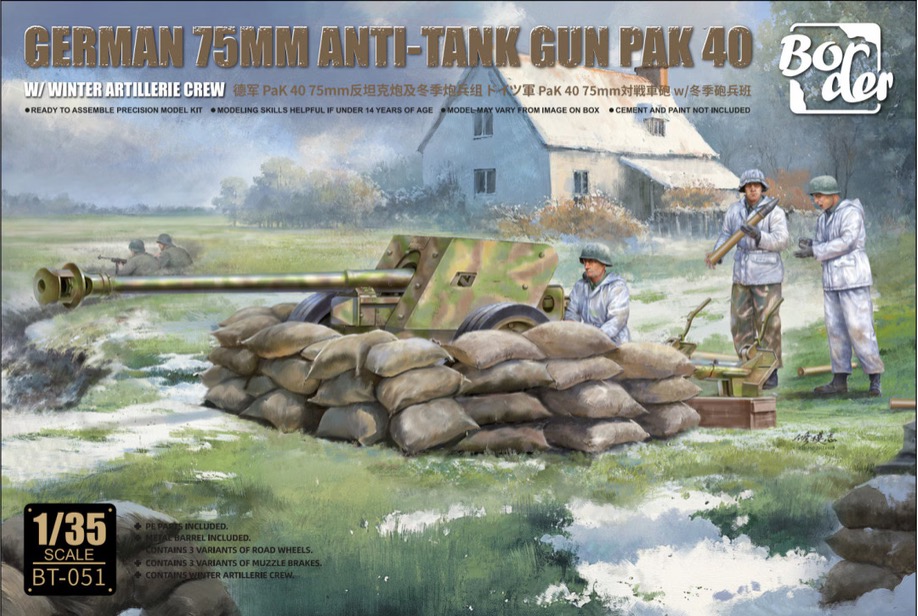 Border Model 1/35 7.5cm Pak 40 Anti-Tank Gun w/Winter Artillery