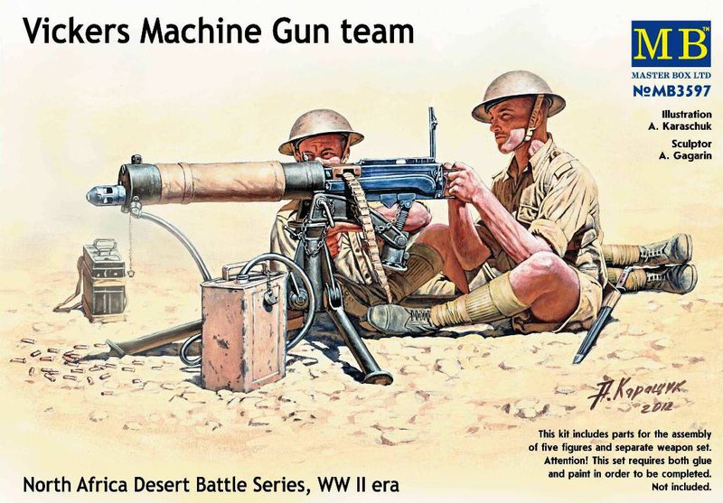 WWII Vickers Machine Gun Team (4) w/Gun
