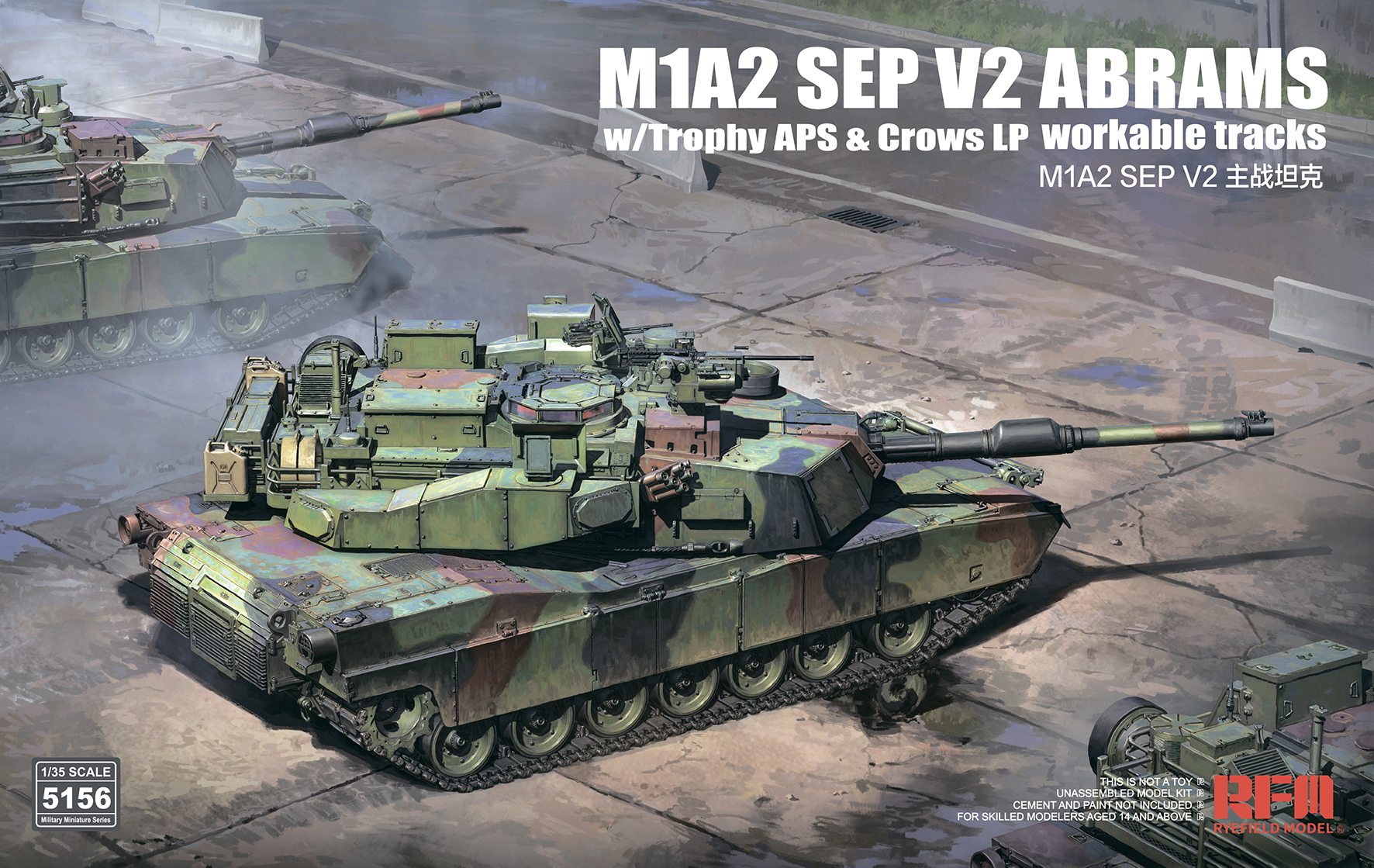 RFM 1/35 M1A2 SEP V2 ABRAMS w/TROPHY APS & CROWS LP WRK TRACKS