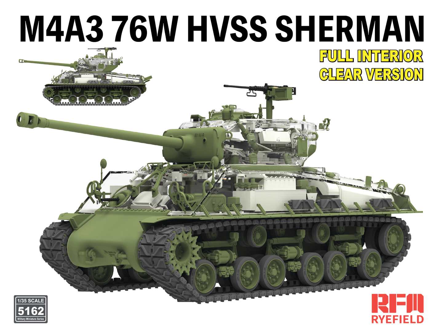 Ryefield Model 1/35 M4A3 76W HVSS SHERMAN CLEAR VERSION w/FULL