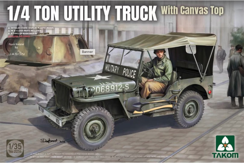 Takom 1/35 1/4 Ton Utility Truck with Canvas Top
