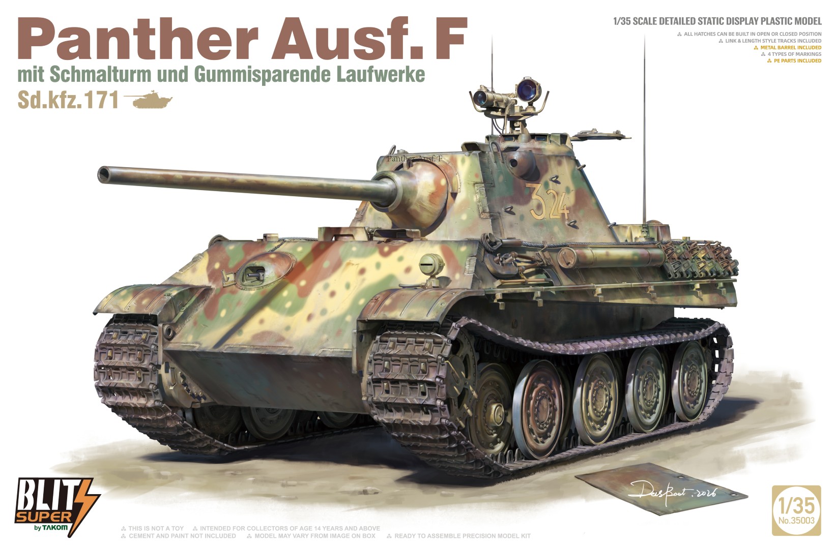 Takom 1/35 Panther Ausf.F mit Schmalturm und Gummisparende