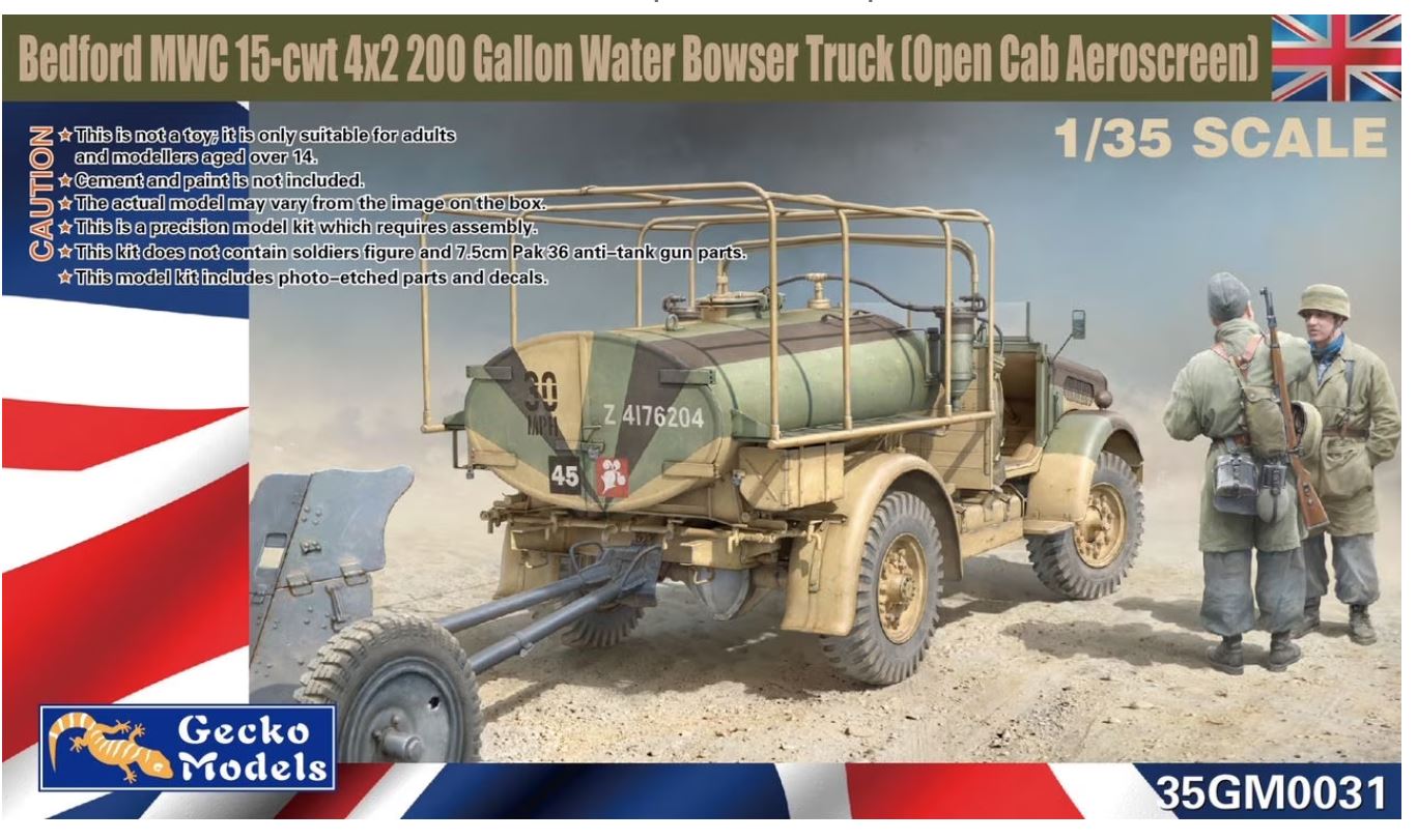 Gecko 1/35 Bedford MWC 15-cwt 4x2 200 Gallon Water Bowser Truck