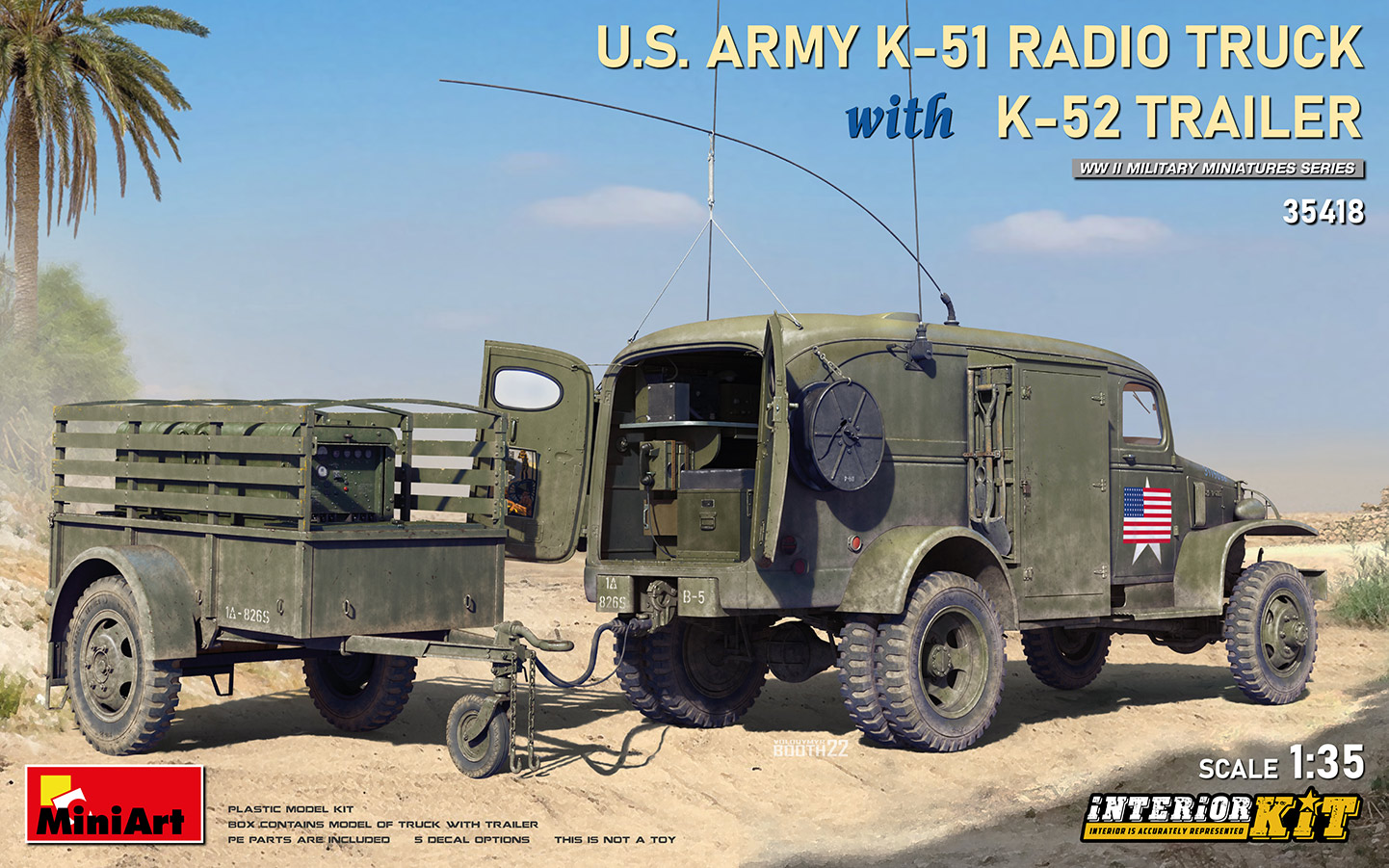 US ARMY K-51 RADIO TRUCK WITH K-52 TRAILER. INTERIOR KIT