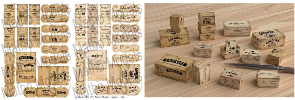 Matho 1/35 Wooden-Type Liquors Crates Printed Paper (16)